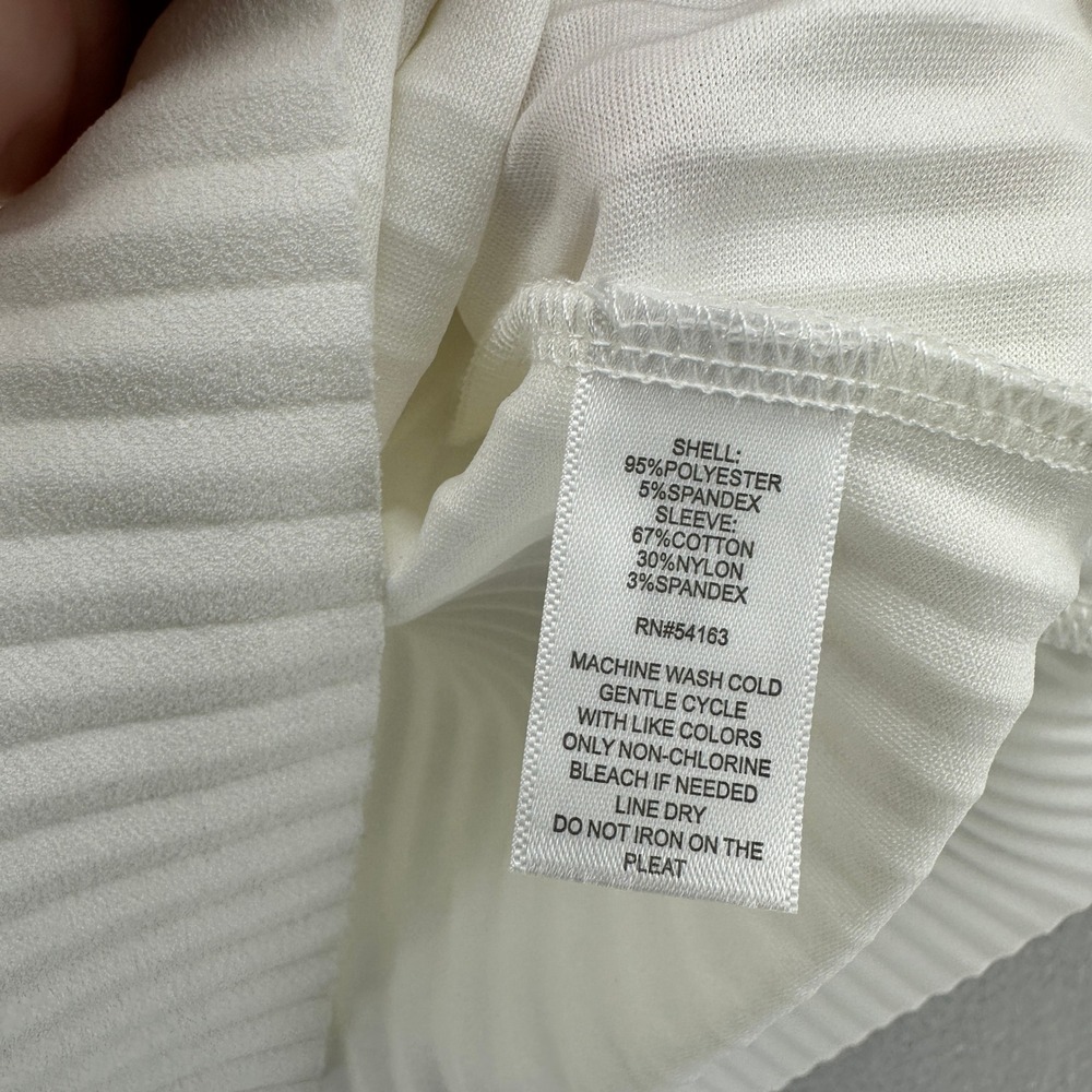 Marc New York Andrew Marc White Ribbed Top Layered Flutter Ruffle Sleeve SZ L - Picture 8 of 10